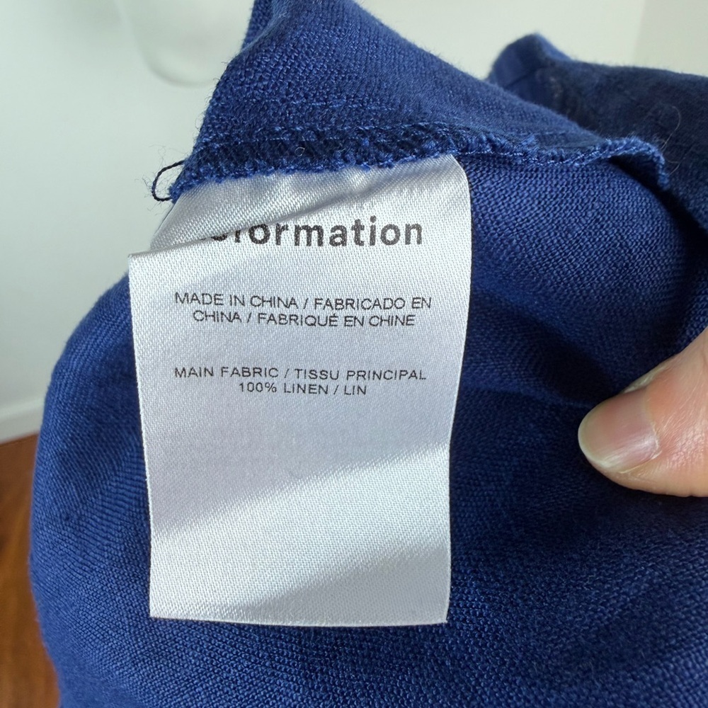 Reformation Belgium Midi Dress Linen Navy Blue Size 4 - Picture 12 of 12